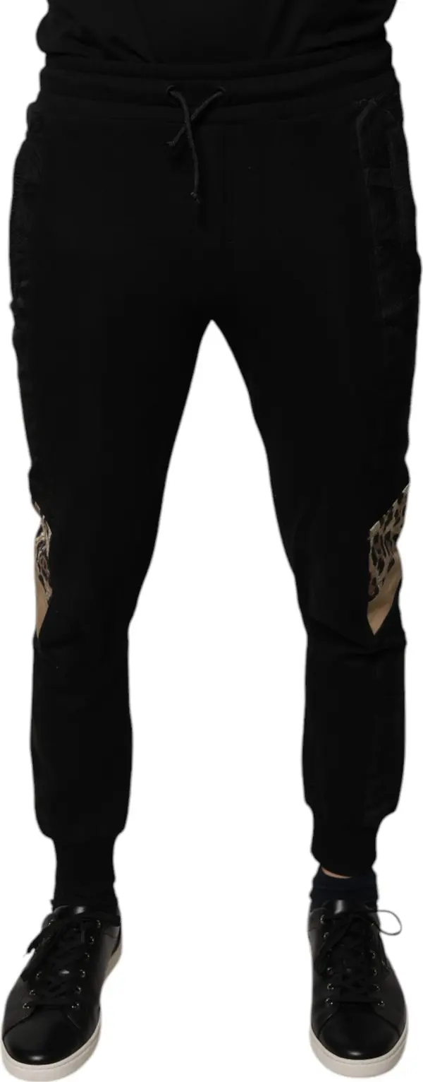 Black Leopard Slim Fit Jogger Pants