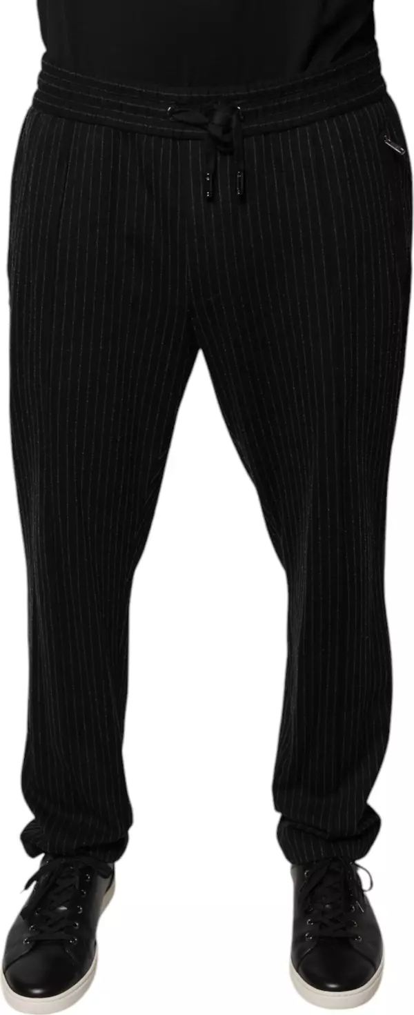 Black Stripes Viscose Skinny Dress Pants