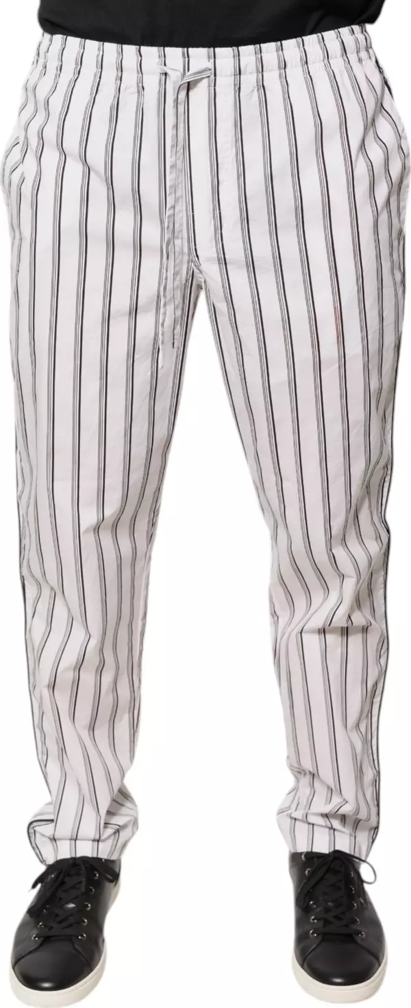 White Stripes Cotton Skinny Dress Pants