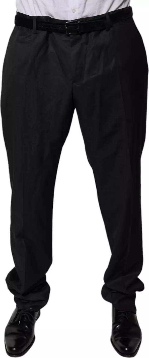 Black Wool Tapered Formal Dress Pants