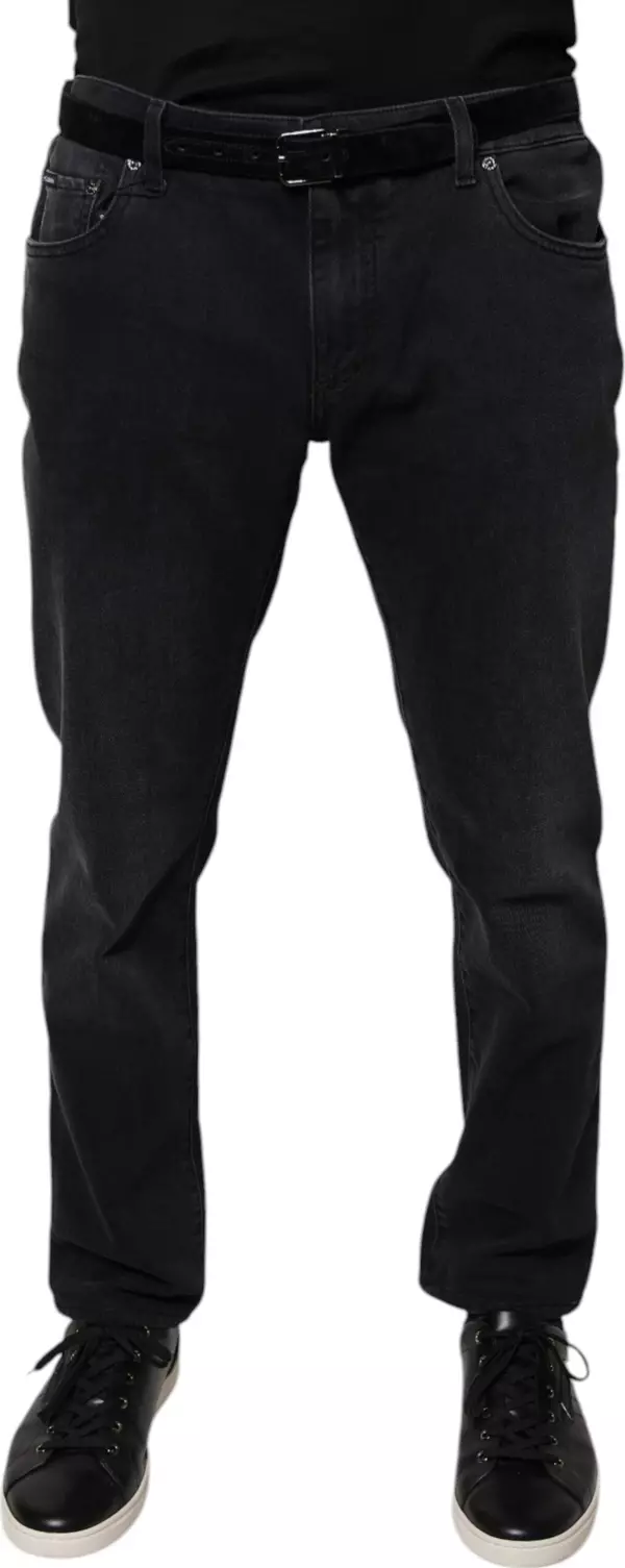 Black Logo Cotton Stretch Skinny Denim Jeans