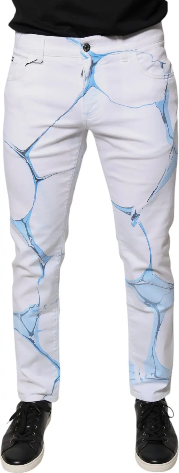 White Blue Cotton Stretch Skinny Denim Jeans