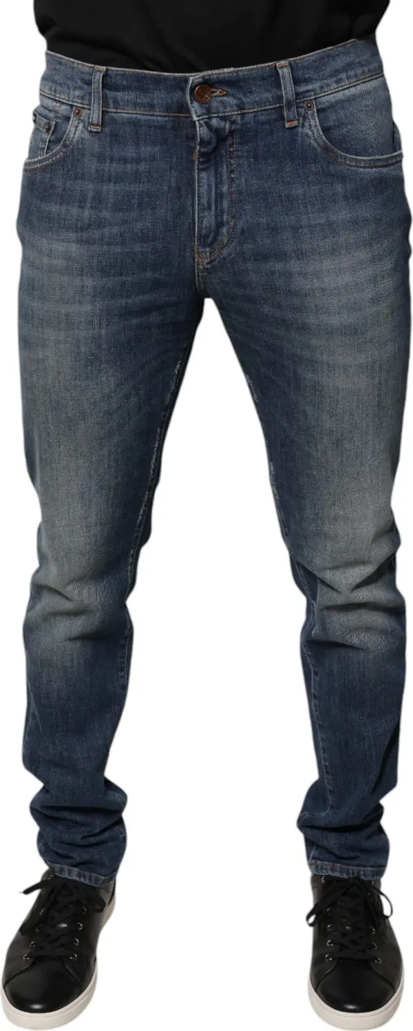 Blue DG Crown Logo Cotton Skinny Denim Jeans