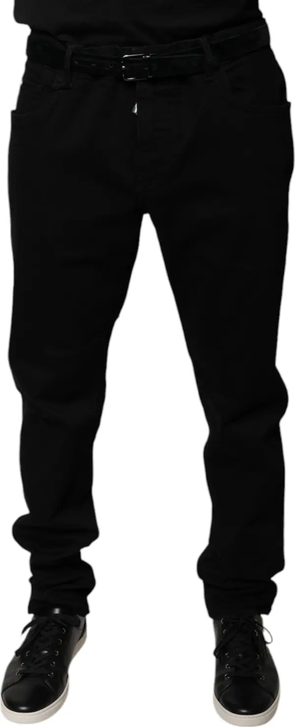 Black Logo Cotton Stretch Skinny Denim Jeans
