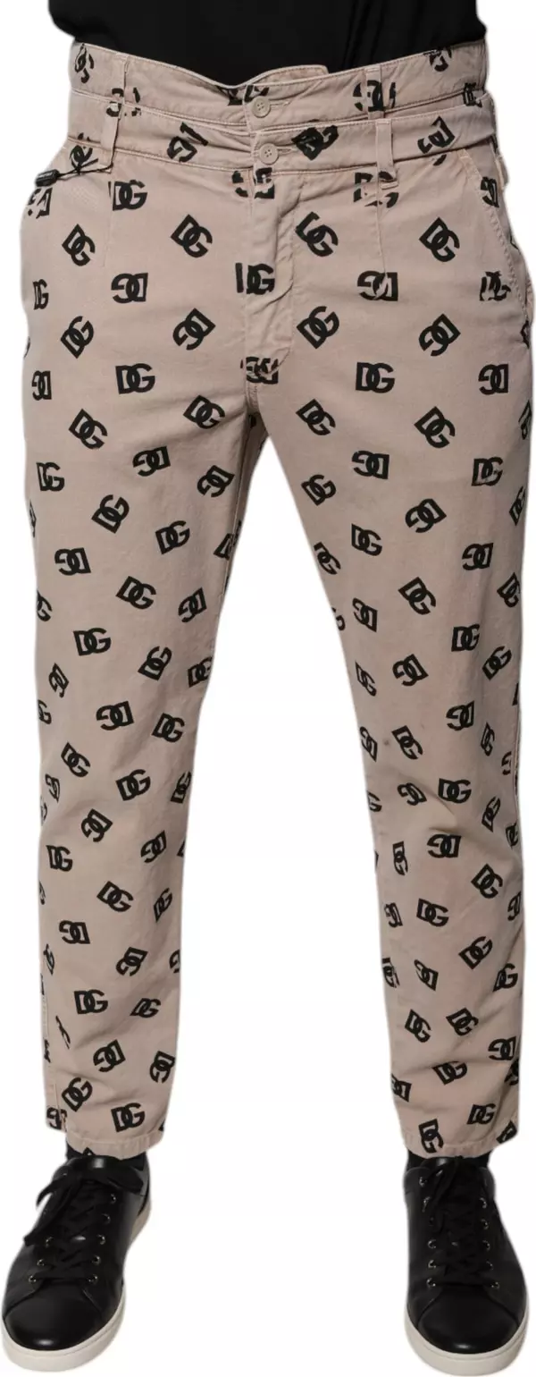 Beige Logo Cotton Skinny Denim Jeans