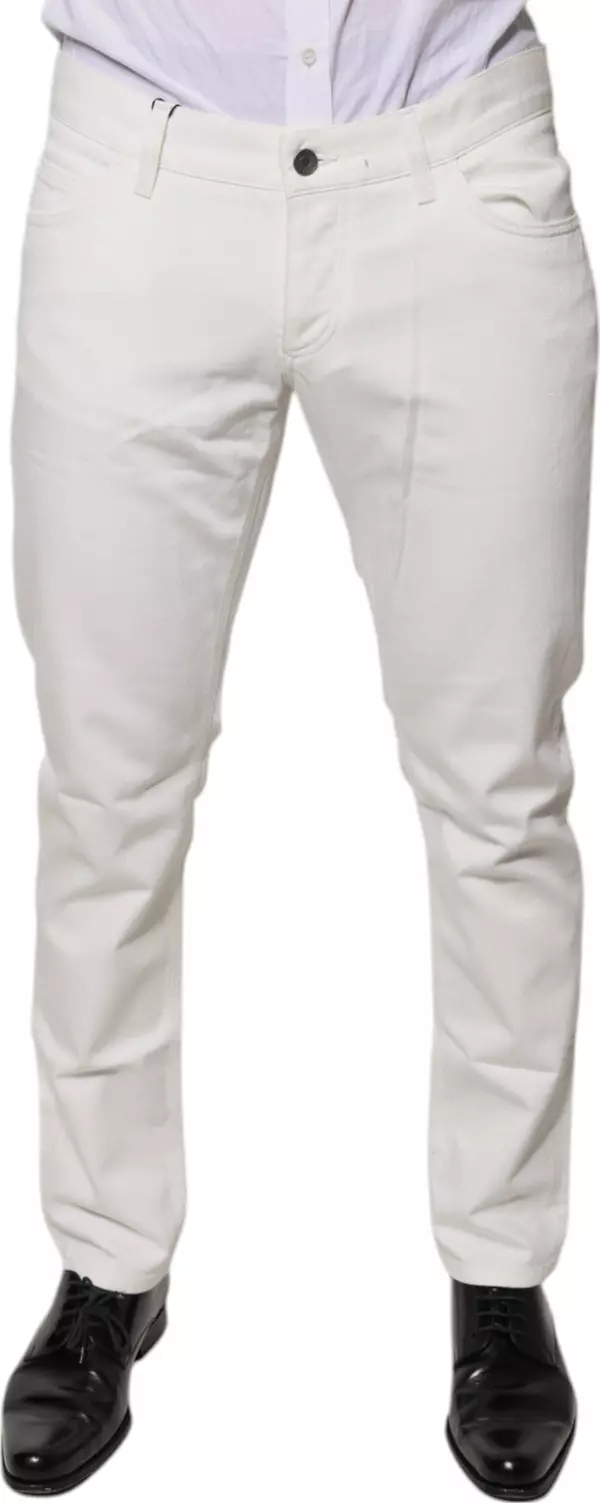 White Cotton Skinny Denim Jeans