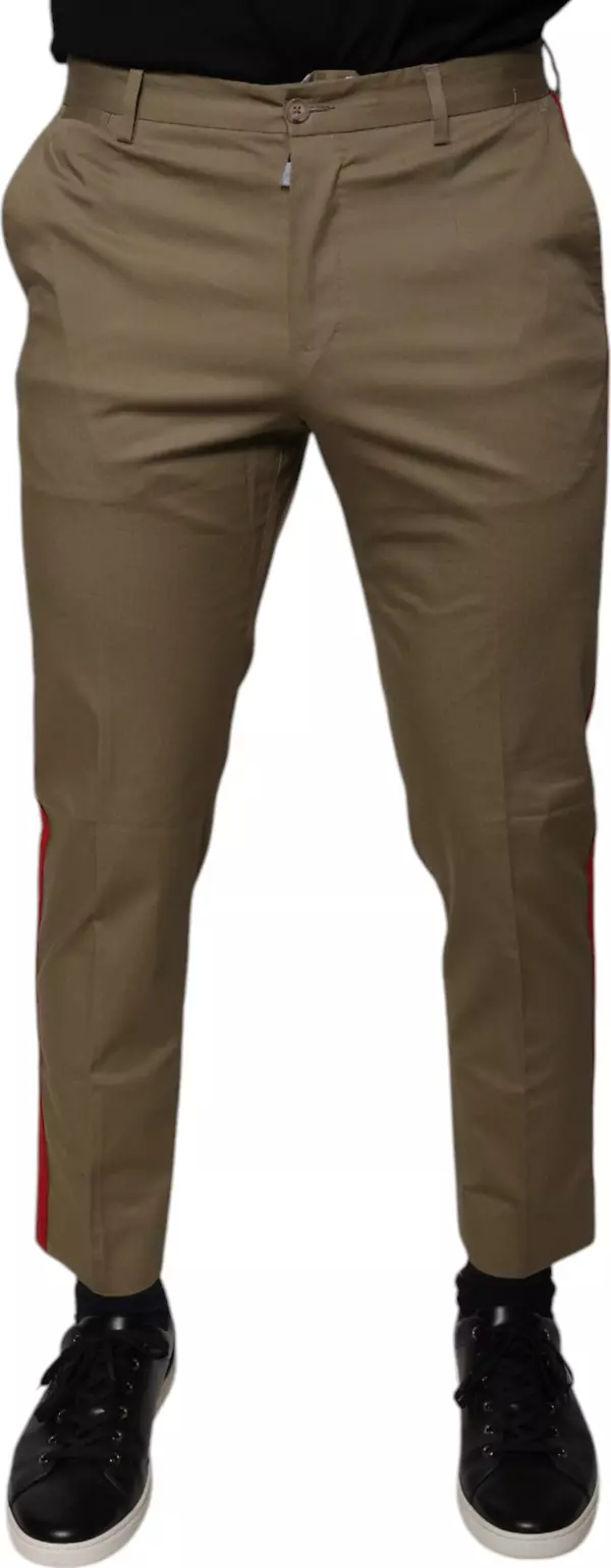 Brown Logo Men Casual Tapered Pants