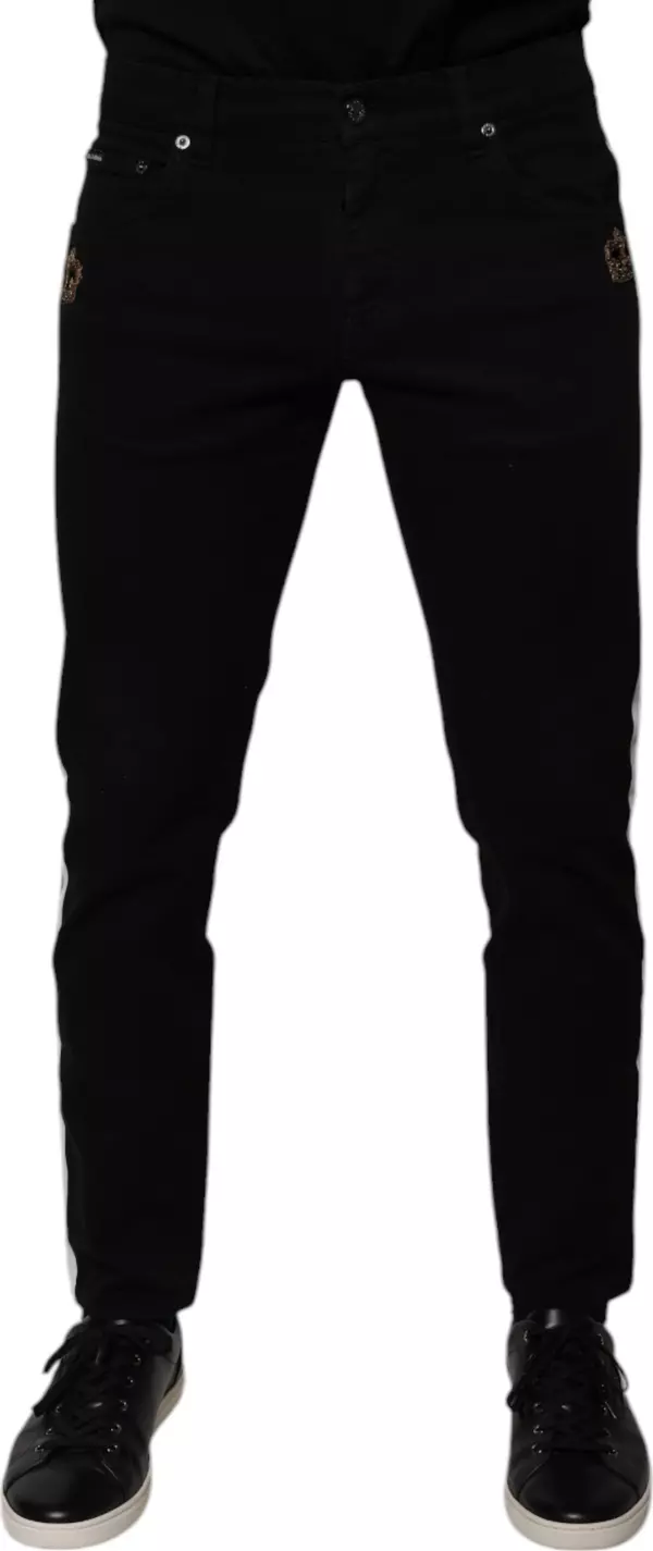 Black Crown White Lining Skinny Denim Jeans