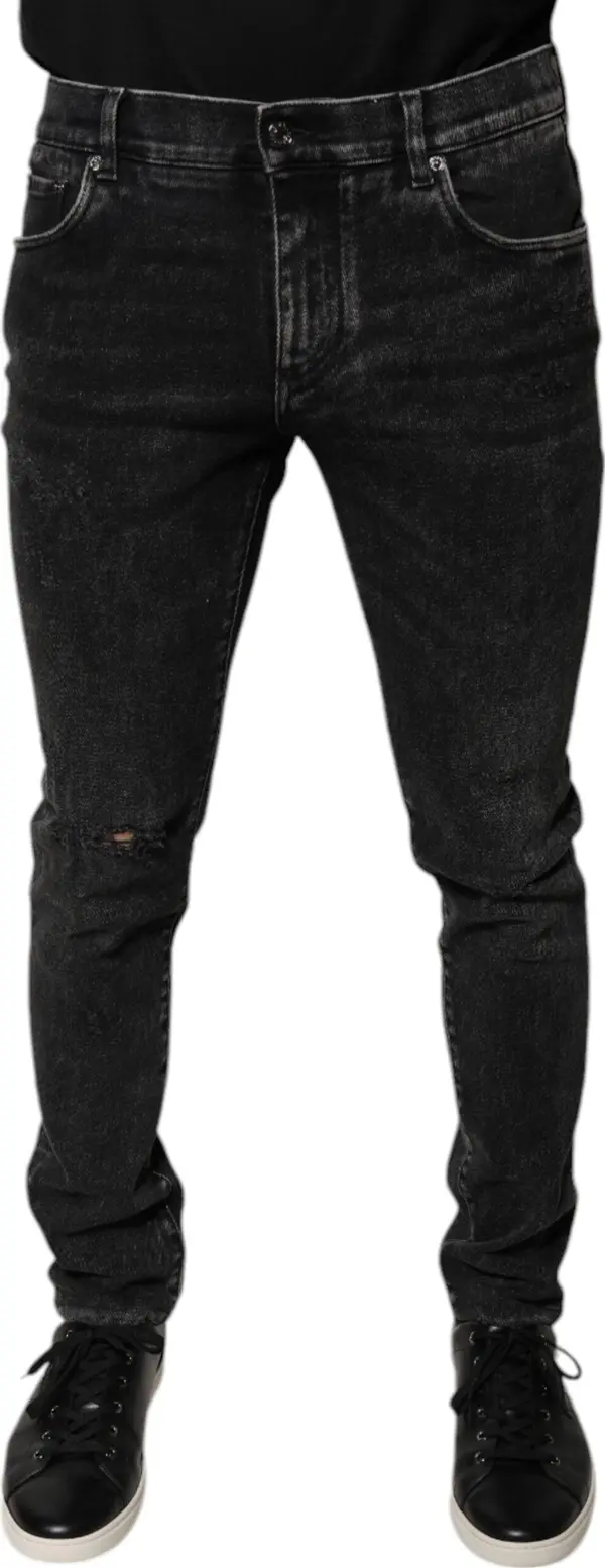 Black Cotton Stretch Skinny Men Denim Jeans