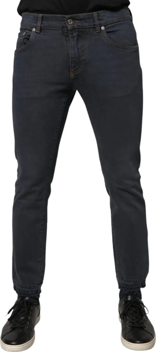 Dark Gray Cotton Skinny Denim Jeans