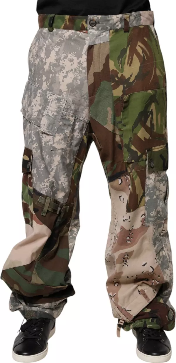 Multicolor Patchwork Camouflage Cargo Pants