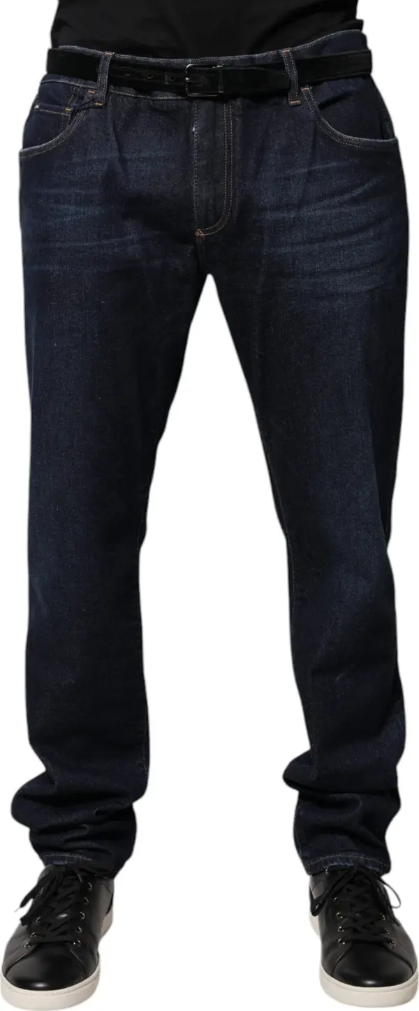 Dark Blue Cotton Skinny Denim Jeans