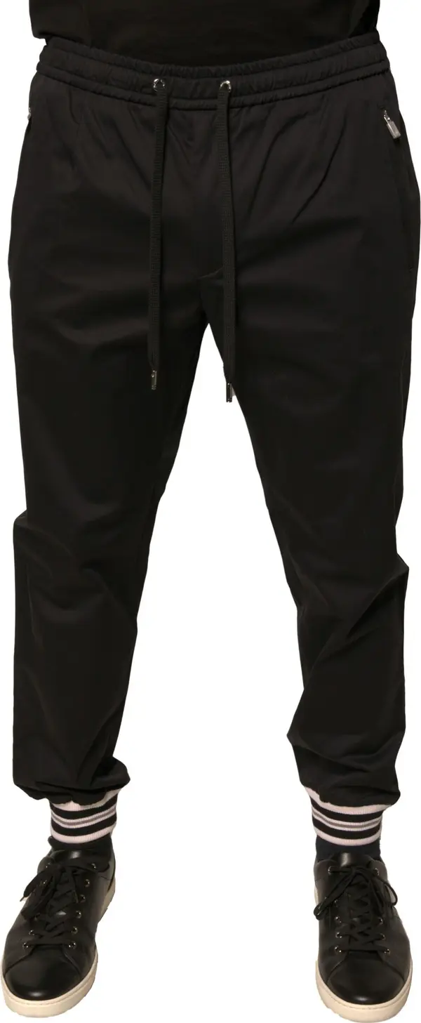 Black Cotton Stretch Jogger Sweatpants Pants