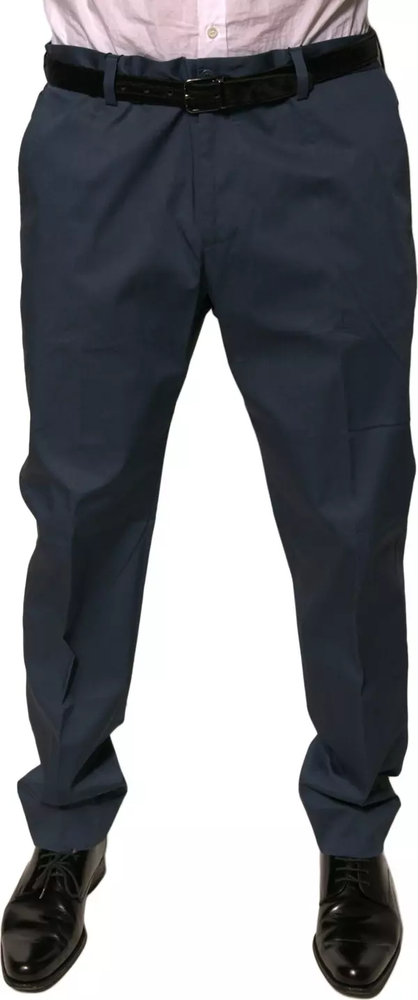 Dark Blue Cotton Stretch Skinny Men Dress Pants