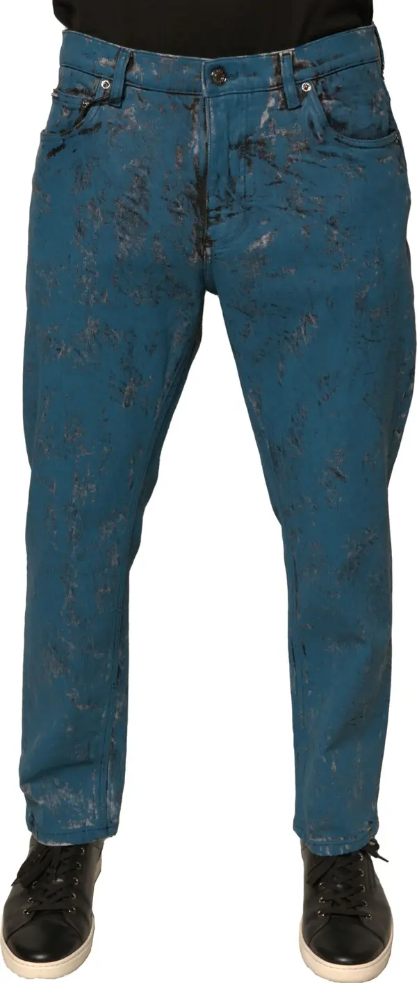 Blue Logo Cotton Stretch Skinny Denim Jeans