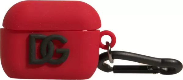 Red Silicone Rubber Logo Embossed Airpods Case