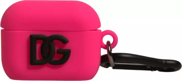 Pink Silicone Rubber Logo Embossed Airpods Case