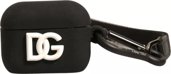 Black Silicone Rubber Logo Embossed Airpods Case