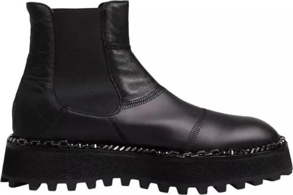 Black Chelsea Boots Leather Slip On Shoes