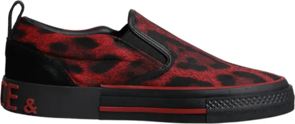 Red Black Leopard Cotton Men Low Top Sneakers Shoes