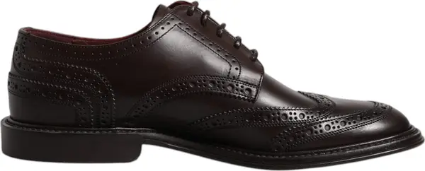 Brown Leather Derby Wingtip Lace Up Formal Dress Shoes