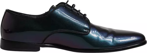 Multicolor Peacock Patent Leather Derby Men Dress Shoes