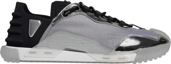 Silver Black Nylon NS1 Low Top Sneakers Shoes