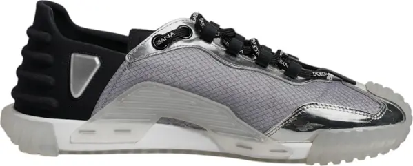 Silver Black Nylon NS1 Low Top Sneakers Shoes