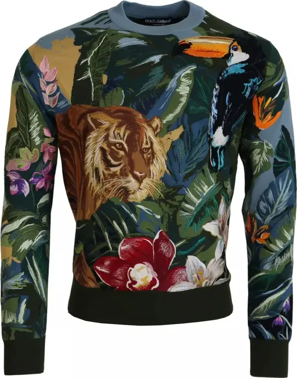 Jungle Wool Silk Pullover Logo Sweater