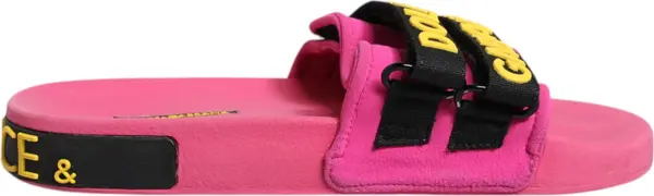 Fuchsia Neoprene Slides Flats Beachwear Shoes