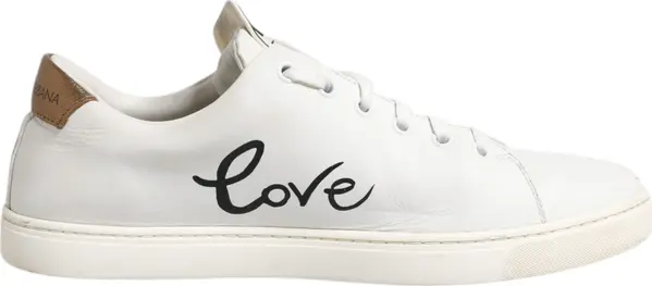 White Leather Heart Embellished Sneakers Shoes