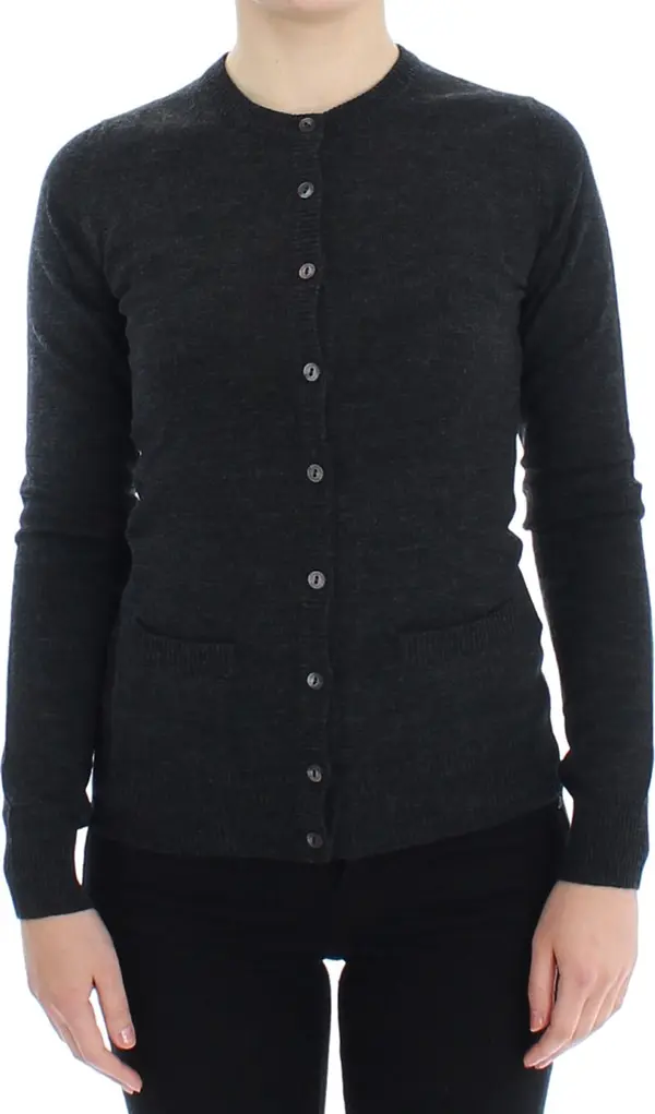 Gray Wool Button Cardigan Sweater