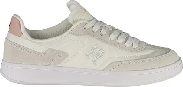 White Polyurethane Women Sneaker
