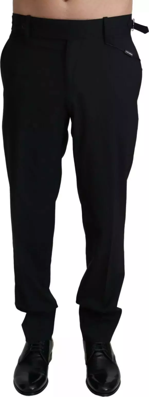 Black Wool Stretch Dress Trouser Pants