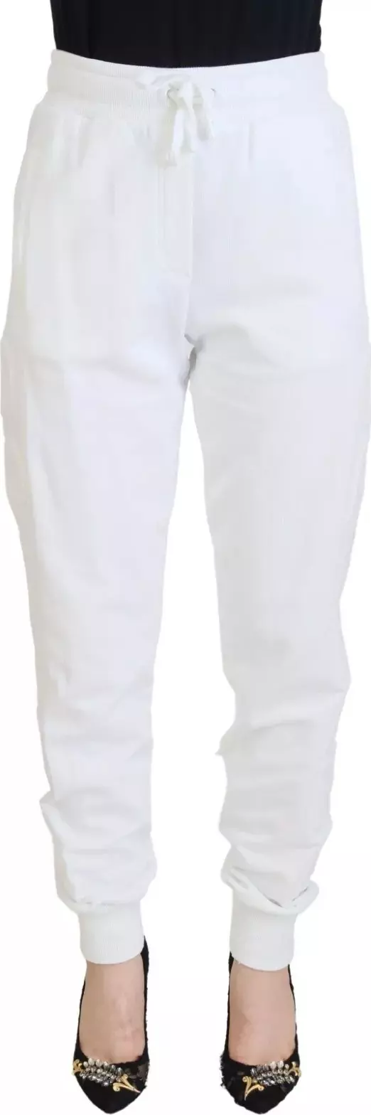 White Cotton Women Sweatpants Trouser Pants