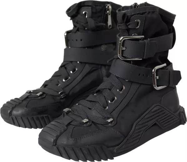 Black Nylon NS1 High Top Sneakers Shoes