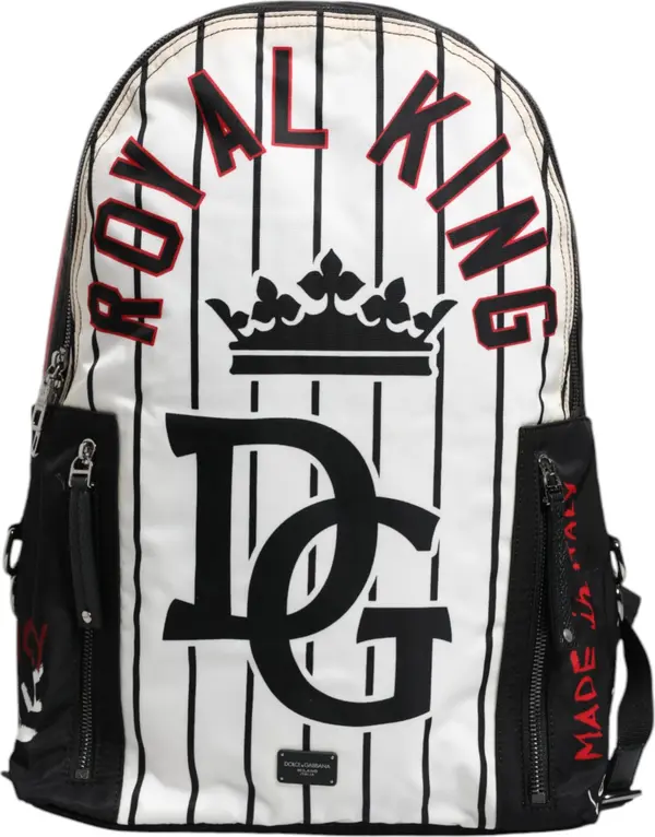 Black White Vulcano Royal King Print Men Backpack Bag