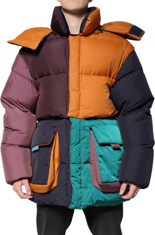 Multicolor Quilted Hooded Puffer Jacket