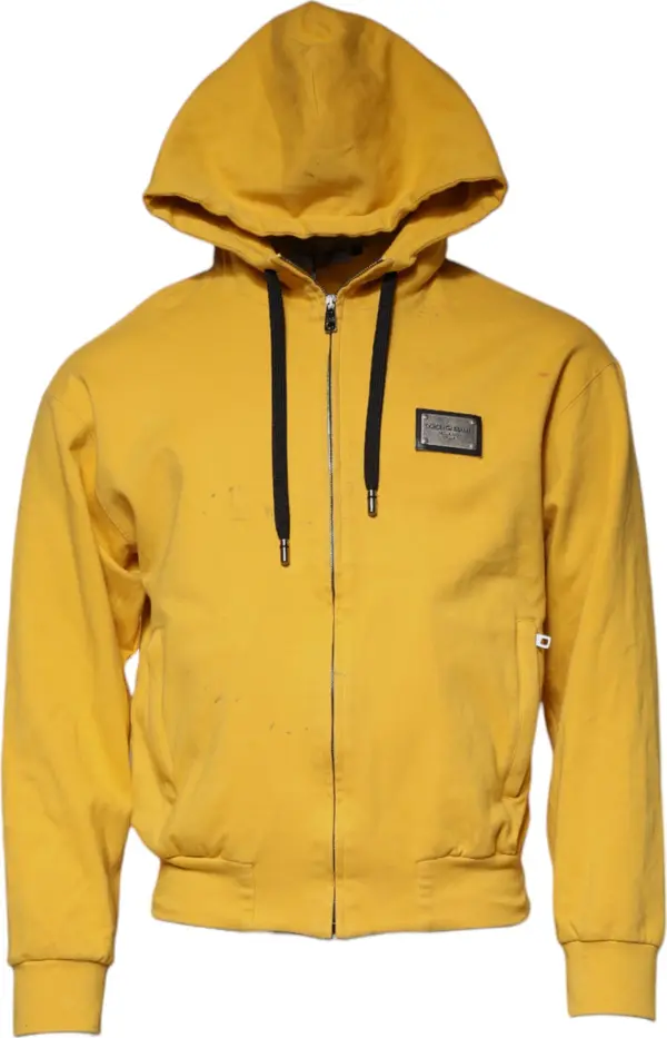 Yellow Logo Full Zip Hooded Sweatshirt Sweater