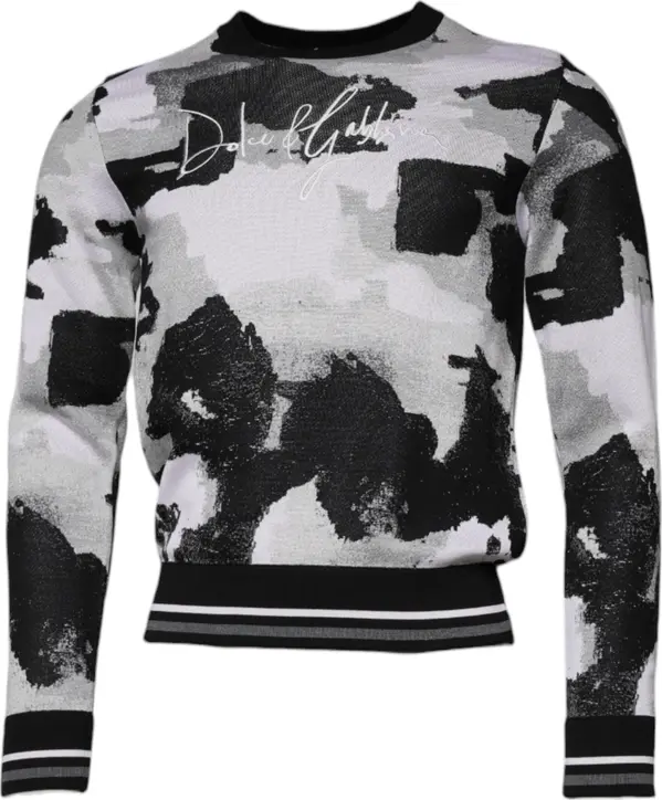 Multicolor Camouflage Crew Neck Men Pullover Sweater