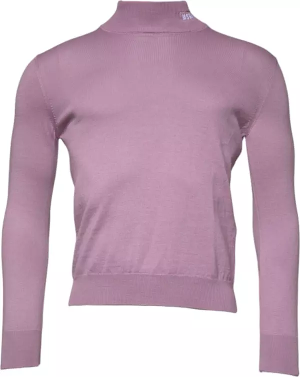 Purple Wool Knit Turtle Neck Long Sleeve Pullover Sweater