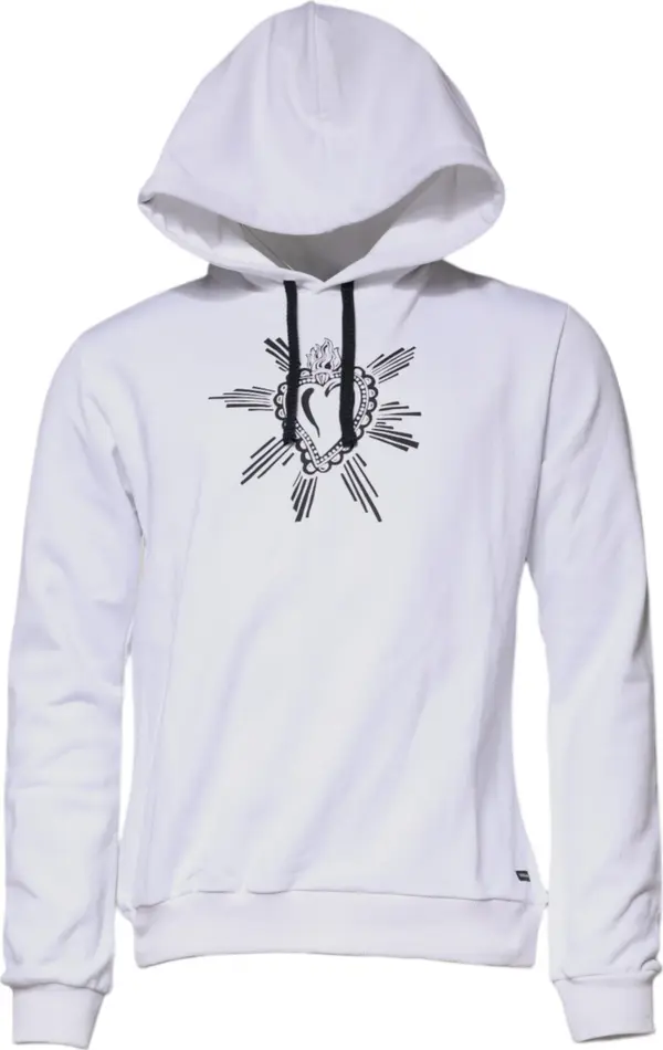 White Sacred Heart Hooded Sweatshirt Sweater