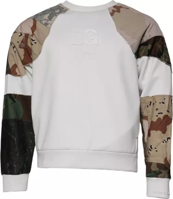 Multicolor Patchwork Cotton Crew Neck Sweater