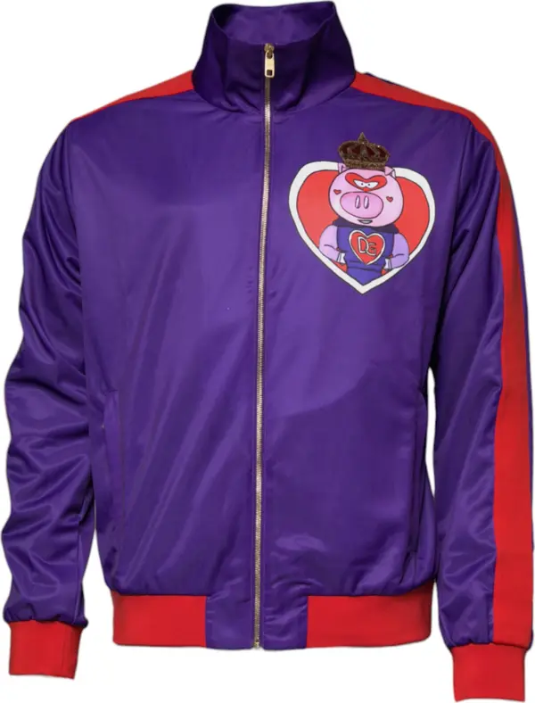 Purple Year Of The Pig Full Zip Bomber Sweater