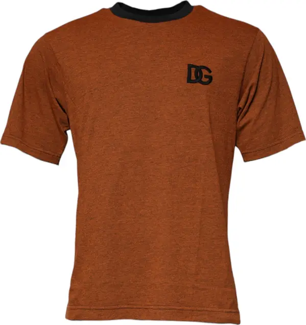 Brown DG Logo Polyester Crew Neck T-shirt
