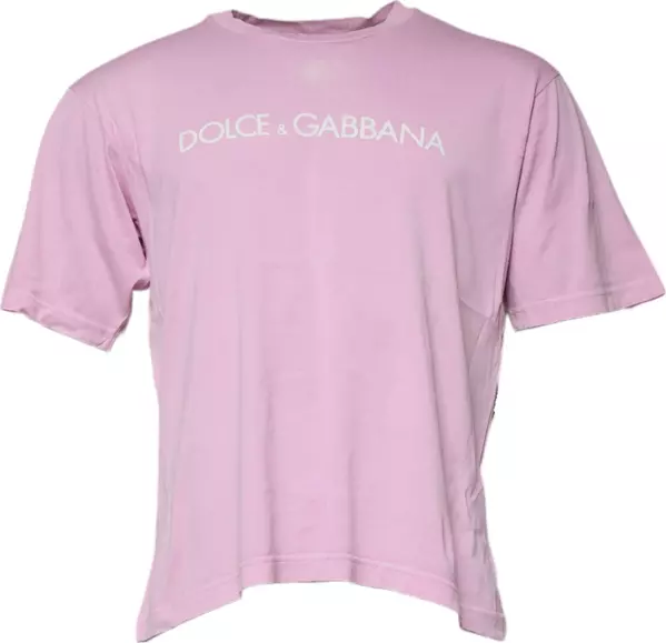 Pink Logo Print Cotton Crew Neck T-shirt
