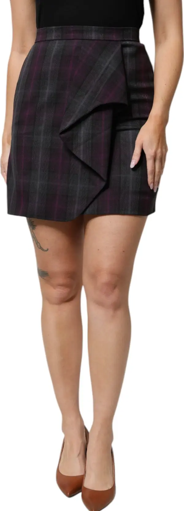 Multicolor Checkered Ruffle High Waist Mini Skirt