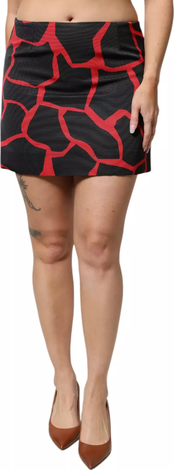 Black Red Abstract Mid Waist A-line Mini Skirt