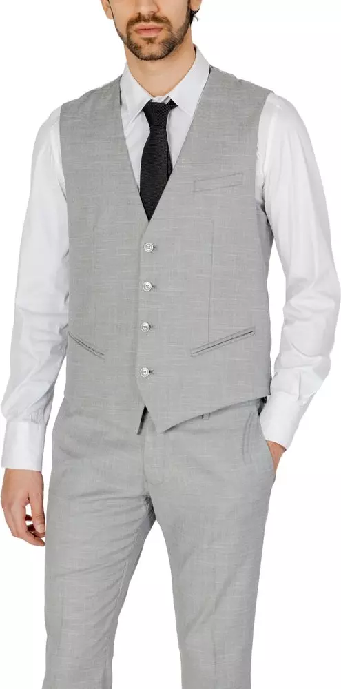 Gray Polyester Waistcoat