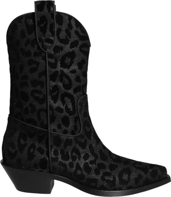 Black Gray Leopard Cowboy Boots Shoes